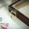Anillo de malaquita con incrustaciones de oro y plata esterlina S925, sección de bambú, regalo de alta moral, exquisita personalidad retro Seiko