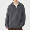 Suéter moderno estilo Hong Kong com falso duas peças e lapela para homens, novo outono e inverno casual solto plus size versátil malha para usar por baixo