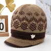 Gorro de Lana Cálido con Forro de Piel de Conejo para Mujer Otoño e Invierno, Gorro de Punto Grueso con Protección para Orejas y Frío para Personas de Mediana Edad y Mayores, Abuela