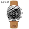 Relógio Casual Simples com Aparência Sofisticada para Homens Popular Transfronteiriço Três Olhos Decorativos Pulseira de Couro Crazy Horse Fábrica de Relógios Venda Direta
