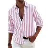 Camisa Estampada Abstrata com Arte Degradê Nova 2024 Para o Dia a Dia Primavera Verão Camisa de Manga Longa Dobrável