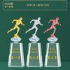 Competencia de Carrera Estatua Pequeña de Oro Juegos de Atletismo Maratón Padre e Hijo Trofeo de Cristal Premio Artesanía Etiqueta Dorada Cristal Blanco
