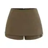 Atacado de Roupas Femininas Transfronteiriças Estilo Europeu e Americano Padrão Espinha de Peixe Largo Cor Sólida Shorts de Lã 2025 Novo Outono Culotes Confortáveis