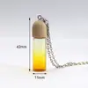 Creativo Nuevo Color Degradado Madera Grano Cubierta Vidrio Pequeña Botella Colgante Aceite Esencial Botella de Perfume Llavero Colgante Collar