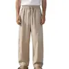 Calça Casual Masculina Amazon, Caimento Solto para Todas as Estações, Calça Reta Versátil, Calça de Pierna Larga Simples com Cordão Cor Sólida