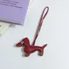 Huayang Cuero de PU Perro Dachshund Correa de Mano Bolso Colgante Lanyard para Teléfono Accesorios Llavero de Coche DIY Nuevo