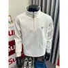 Moletom Americano Cinza Branco com Zíper Meio e Gola Alta Masculino Primavera e Outono Oversize Marca Tendência Jaqueta Esportiva Manga Longa Pesada