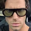Gafas de Sol Retro Europeas Redondas Adelgazantes de Sapo Moda Puente Único Color Té Naranja Unisex Hip Hop para Salir de Fiesta