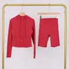 Conjunto de Chaqueta con Capucha Corta y Pantalón de Cinco Cuartos Lulu Df, Ajustado con Capucha Elástico Transpirable Ropa de Fitness Yoga
