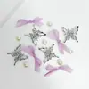 Elegante accesorio de zapato tipo zueco de ballet con lazo morado, hebilla decorativa de zapato de alta gama desmontable para bricolaje