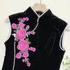 Parche de Tela Bordado con Lentejuelas de Flor Tridimensional Decoración Hecha a Mano para Ropa, Bolsos, Cheongsam, Accesorios Negros de Nuevo Estilo Chino