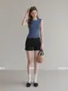Top de tirantes Racerback LiLvi Blue con cuello Henley de varios botones, sin mangas, para el verano, Camisola de cuello redondo para mujer