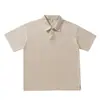 2026 Em estoque Camisa Polo Americana retrô lavada, estilo europeu e americano, corte solto, visual desgastado, algodão puro, com gola, manga curta