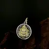 Colgante de Plata de Ley S925 Vintage Amarillo Dios de la Riqueza Estilo Tibetano Vajra Doble Cara Colgante de Collar Unisex de Gama Alta Versátil