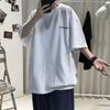 Explosões Transfronteiriças Camiseta de Algodão Pesado Masculina Estilo Hong Kong Solta Tamanho Grande Manga Curta Simples Camiseta Básica para Casais