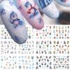 Fornecimento transfronteiriço de novos adesivos de nail art ins inverno azul floco de neve Pinguim chama linha arte Adesivos de água