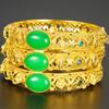 Pulsera hueca de oro de arena vietnamita antigua y calcedonia para mujer estilo palacio retro temperamento rico accesorios Yiwu al por mayor