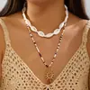 Bestseller de comercio exterior transfronterizo: Conjunto de collar de concha solar con cuentas de color block, casual y versátil, para mujer, estilo minimalista con cuentas de madera