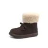 Botas de Nieve Casuales con Forro de Polar y Lazo para Niños 2025 Invierno Nuevo Estilo Botas de Algodón Cálidas de Ante con Forro de Polar para Niñas