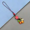 Pingente de Celular Deus da Fortuna Direcional, Chaveiro de Casal, Ágata de Cinco Cores, Estilo Chinês, Inspirado em Zen, Alto Teor de Cinábrio
