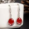 Aretes de calcedonia verde estilo étnico vintage para mujer aretes de ágata roja aretes largos huecos temperamento de boda aretes de madre