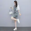 Vestido Casual Patchwork de Sarja com Design de Nicho para Mulheres, Vestido de Verão Emagrecedor e Estiloso com um Visual Super Valorizador