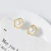 Brincos de Tarraxa Nalan S925 Prata Esterlina Pérola de Água Doce Francesa Folha de Lótus Textura Suave Elegante Temperamento Combinando M08502