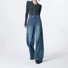 Jeans de pierna ancha para mujer con diseño vintage lavado de algodón Tencel, pantalones rectos holgados de cintura alta estilo americano para otoño e invierno 2026