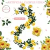 Enredadera de rosas artificiales, enredadera de flores falsas, decoración de techo para bodas, cubierta para tuberías de aire acondicionado y agua, enredadera decorativa para balcón, flores artificiales