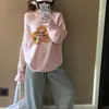 Dopamine Ootd Ropa Sudadera Rosa Fina para Mujer 2025 Nuevo Casual Holgado Estilo Sexy Top de Cuello Asimétrico