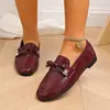 Mocasines de mujer de talla grande con lazo y suela blanda para cruzar la frontera, modelo de otoño 2026, zapatos slip-on de cuero suave con punta redonda para mujer, en stock