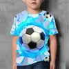 2026 Nueva Camiseta de Manga Corta con Estampado 3D de Patrón de Fútbol Iridiscente Suelta para Hombres y Niños Nueva Moda Camiseta Corta