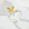 Anel Aberto Super Fada Inteligente e Brilhante, Anel para Dedo Indicador Estilo Moderno e Luxuoso com Microcravação de Zircônia, Novo Anel Ajustável