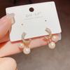 Aretes de Cruz con Perlas y Zirconias de Moda 2025 para Mujer Estilo Coreano Moda Aretes de Aguja de Plata Aretes de Estilo de Alta Gama Pequeño Aroma