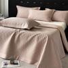 Conjunto de três peças de colcha de cama de algodão 100% algodão de fibra longa de alta qualidade, lençóis grandes de algodão acolchoado de cor sólida para todas as estações