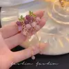 Presilhas de Orelha Roxas em Formato de Cacho de Uva com Franjas Longas, Estilo Vinha Florestal Super Fada, Brincos de Nicho de Alta Qualidade para Meninas