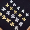 Decoraciones para arte de uñas de flor pequeña con incrustaciones de circonita cúbica de cobre transfronterizas, tachuelas de flor de metal 3D para uñas, accesorios de arte de uñas portátiles para DIY