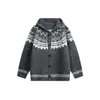 Yidao Vintage 2026 Otoño Nuevo Retro Americano Jacquard Fair Isle Botón de Cuerno Cárdigan con Capucha Chaqueta de Punto