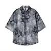 2024 Nova Camisa Estampada com Dragão Chinês Estilo Nacional Masculina Explosões Versátil Bufante Bonita Tie-Dye Tendência Manga Curta Camisa Top