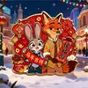 Llavero Acrílico Colgante Plano 2D Zootopia Adorno de Bendición de Año Nuevo Día de San Valentín Pareja Nick y Judy