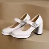 Zapatos Sencillos de Moda para Mujer con Punta Cuadrada, Zapatos de Salón Individuales, Velcro, Tacones Gruesos Altos, Zapatos de Tacón Alto, Zapatos para Mujer Talla Grande, Zapatos de Comercio Exterior