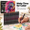 Set de 36 piezas de marcadores acrílicos de doble punta de 72 colores, impermeable, secado rápido, para pintura a mano, graffiti, DIY, cerámica, piedra, pincel de pintura