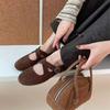 Sapatos Mary Jane Estampa de Leopardo Retrô de Nicho Duas Formas para Mulheres 2025 Outono Novo Estilo Estilo Pequeno Perfume Sapatos de Boca Rasa Gentis Elegantes