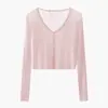 Cardigã Curto de Seda de Gelo 2026 Peça de Exterior de Verão Cardigã de Tricô Fino Lenço Feminino Combinando Vestido Camisola Jaqueta Pequena