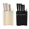 Novo Lançamento Quente Conjunto de Facas de Cozinha de Aço Inoxidável Conjunto de Sete Peças com Suporte Quadrado de Grão Vertical Conjunto de Caixa de Presente para Chef Em Estoque