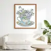 Bordado Punto de Cruz Transfronterizo Mayorista Artístico Creativo Orquídea en la Taza de Té Faro Dormitorio Sala de Estar Pintura Decorativa