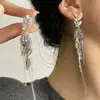 Elegantes Elegantes Pendientes Largos de Espiga de Trigo Incrustados de Diamantes de Plata Moda Lujo Accesible Diseño de Nicho de Gama Alta Pendientes para Mujer