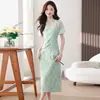 Novo Lindo Qipao de Estilo Chinês Verde, Estilo Jovem Modificado, Elegante e de Alta Qualidade, Adequado para Uso Diário, Vestido Simples e Elegante para o Verão