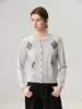 ¡Protagonista femenina gentil y elegante! Cárdigan de cachemira con patrón de rombos en color contrastante jacquard para mujer, suéter retro suave y esponjoso, simple y casual