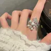 Anel Estrela de Pérola Estilo Luxo Leve, Moda Retrô Francesa, Anel de Nicho de Alto Padrão, Novo Design Tendência
